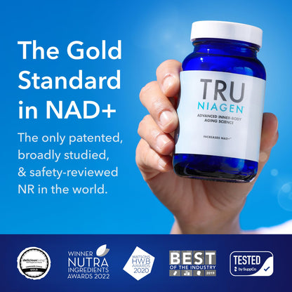 TRU NIAGEN Patented NAD Supplement for Brain Function, Anti Aging & Cell Regeneration, 300mg Niagen, 30 Servings | Supports Cellular Energy, Muscle | Nicotinamide Riboside (NR) Take 1 Daily | 1 Bottle - Maple Wellness Supplements