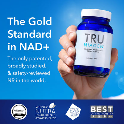 TRU NIAGEN Patented NAD Supplement for Brain Function, Anti Aging & Cell Regeneration, 300mg Niagen, 30 Servings | Supports Cellular Energy, Muscle | Nicotinamide Riboside (NR) Take 1 Daily | 2 Bottle - Maple Wellness Supplements