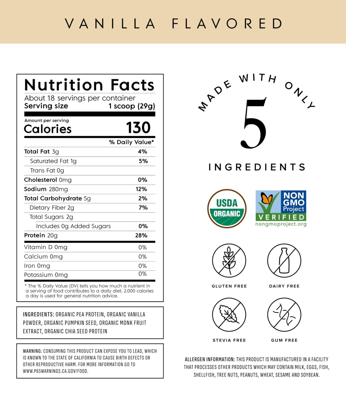 Truvani Organic Plant Based Protein Powder | Vanilla | 20g Pea Protein | 18 Servings | Vegan & Keto | Gluten & Dairy Free | Low Carb | No Added Sugar - Maple Wellness Supplements