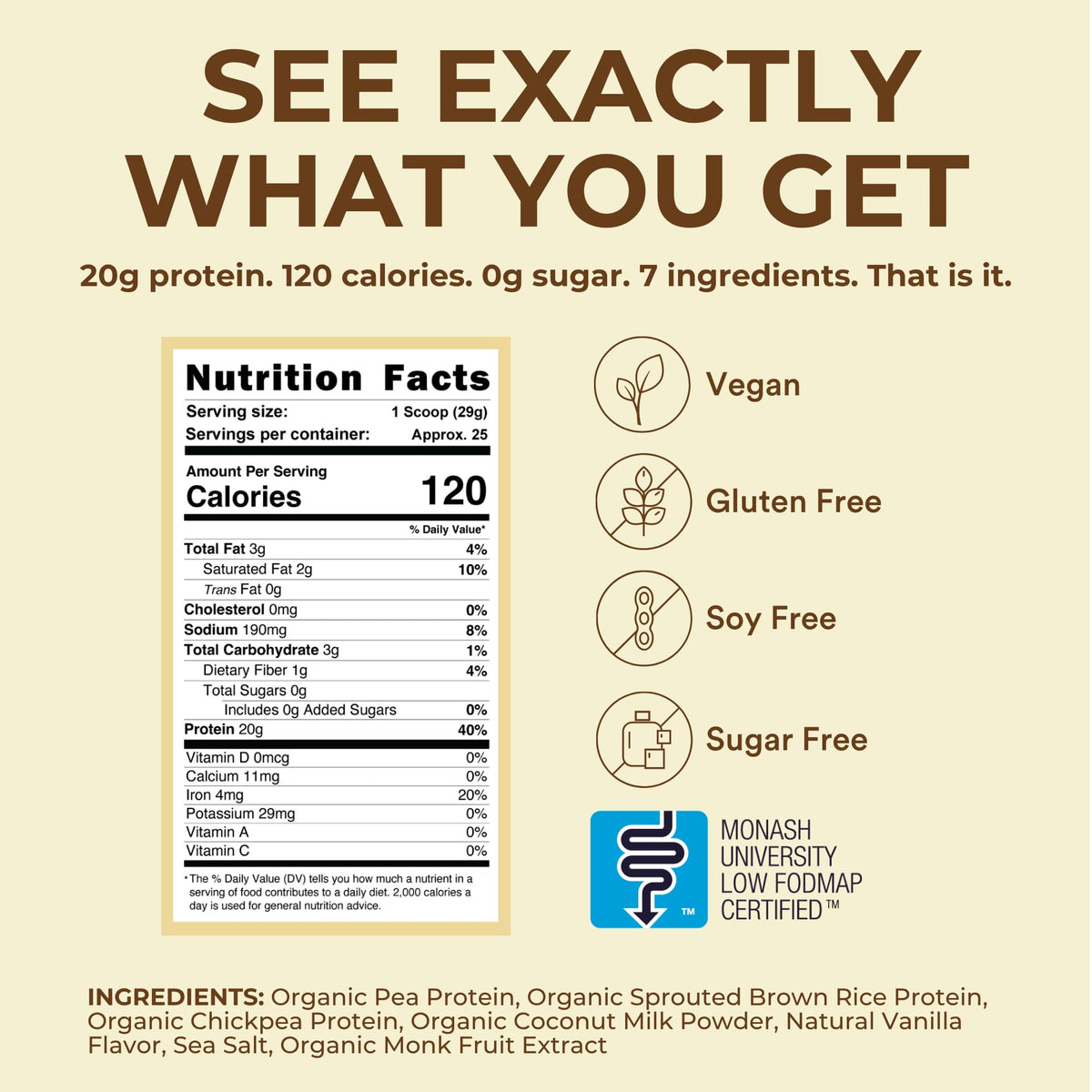 TumLove Vegan Protein Powder - Low FODMAP Certified, Gluten-Free, Dairy-Free, Soy-Free, 100% Gut-Friendly & Non-Bloating, Vanilla (25 Servings) - Maple Wellness Supplements