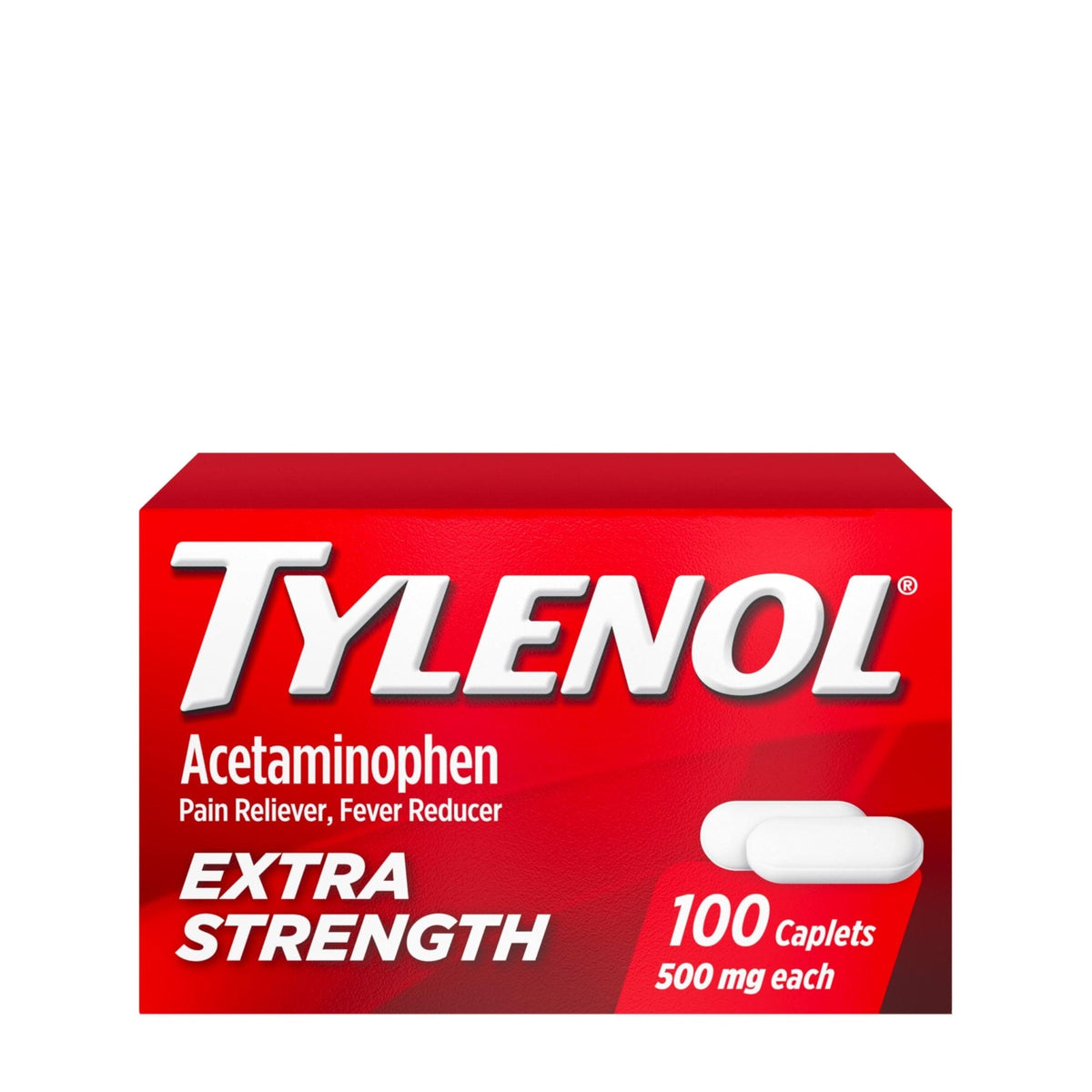 Tylenol Extra Strength Pain Relief Pills, Fast, Strong Pain Relief, Acetaminophen 500 mg Caplets, Pain Reliever & Fever Reducer Medicine for Headache, Backache, Toothache & Minor Arthritis, 100 Count - Maple Wellness Supplements