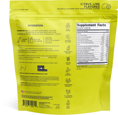 Type Zero Clean Hydration + Electrolytes Drink Mix (30 Single-Serving Packets) (Citrus Lime Flavored) - Advanced Hydration for Any Occasion - Maple Wellness Supplements