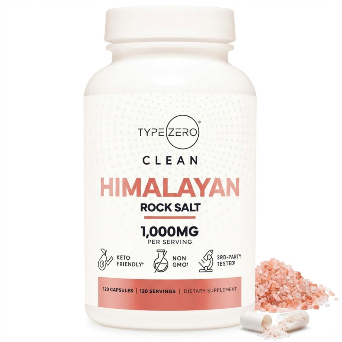 Type Zero Himalayan Rock Salt Capsules (120 Capsules) (1000mg per Serving) - Maple Wellness Supplements