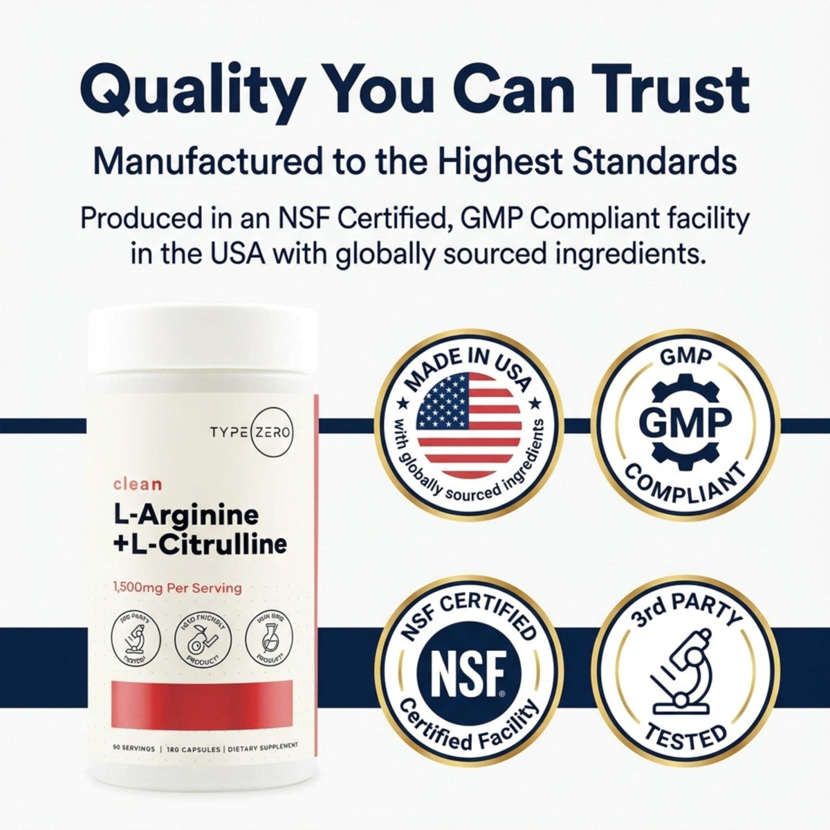 Type Zero L-Arginine + L-Citrulline Supplement (1500mg) - Nitric Oxide Booster - Clean, Keto-Friendly, GMO-Free, 180 Capsules, 90 Servings - Maple Wellness Supplements