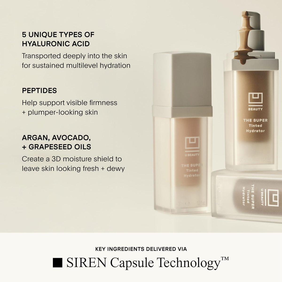 U Beauty The Super Tinted Hydrator Hyaluronic Acid Moisturizing Cream - Mega-Dose Skin Hydrator for Supple, Smooth, and Softer-Looking Skin For Up To 48 Hours - Shade 4-1.0 oz - Maple Wellness Supplements