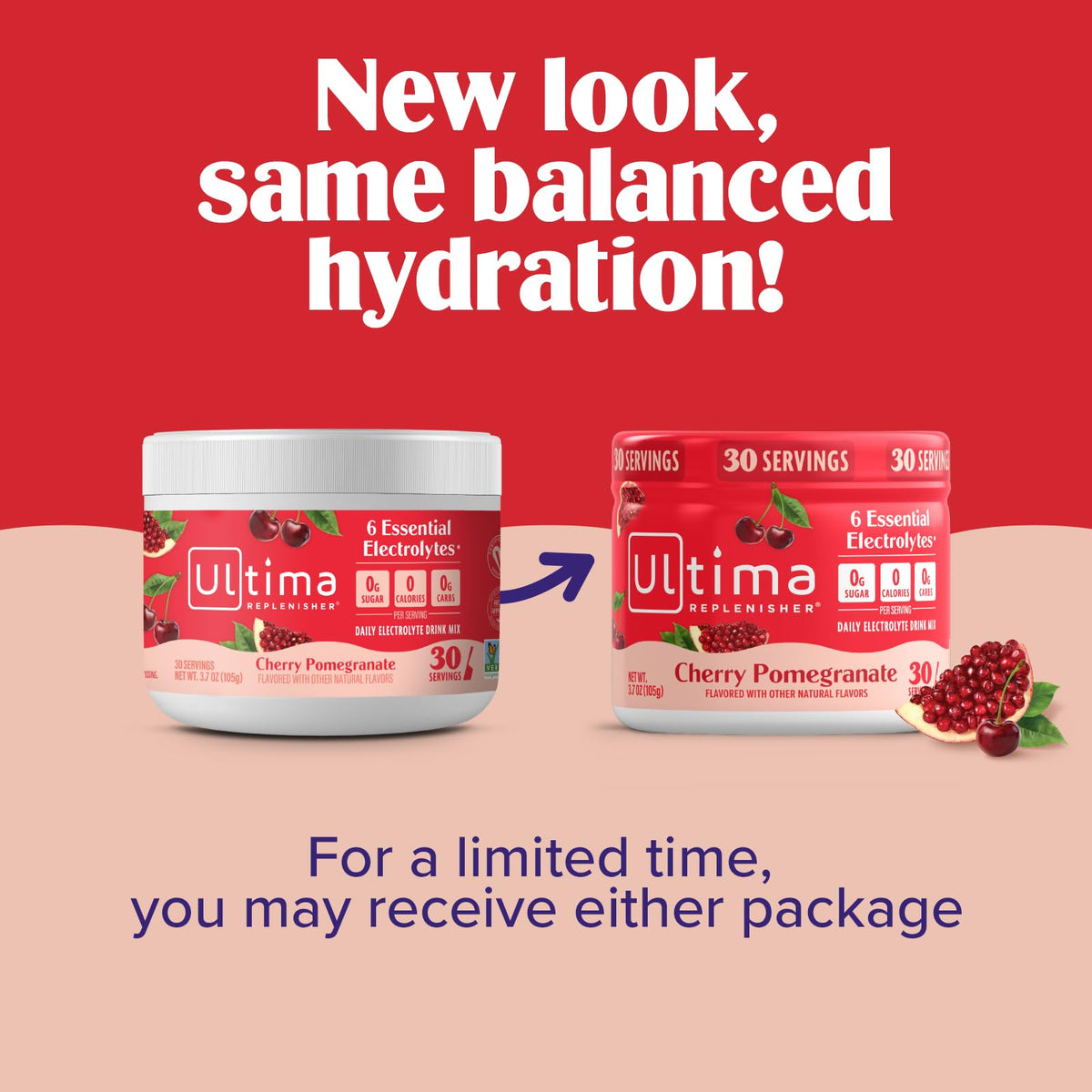 Ultima Replenisher Daily Electrolyte Powder Drink Mix – Sugar Free – Cherry Pomegranate, 30 Servings – Hydration Powder with 6 Electrolytes - Maple Wellness Supplements