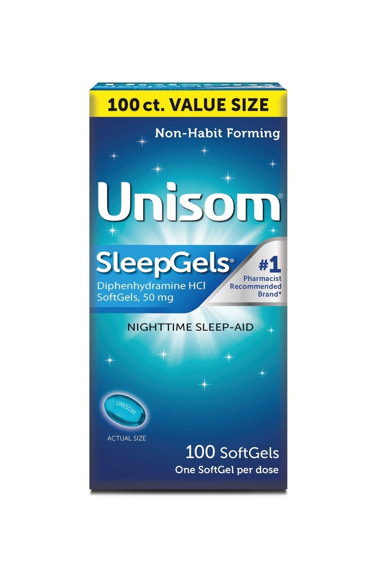 Unisom Nighttime Sleep-Aid Gels, Diphenhydramine HCI 50mg, 100 Count - Maple Wellness Supplements
