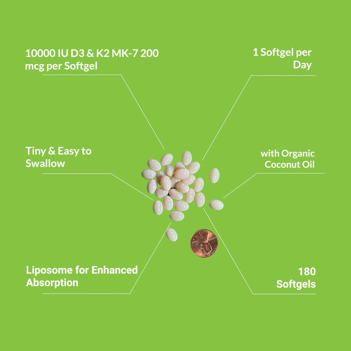 UpNourish Liposomal D3 K2 Vitamin 10000 IU D3 and K2 MK-7 200 mcg - 180 Vitamin D3 k2 (Vitamina D3 con K2) Mini Softgels - Easy to Swallow K2 D3 Vitamin - Maple Wellness Supplements