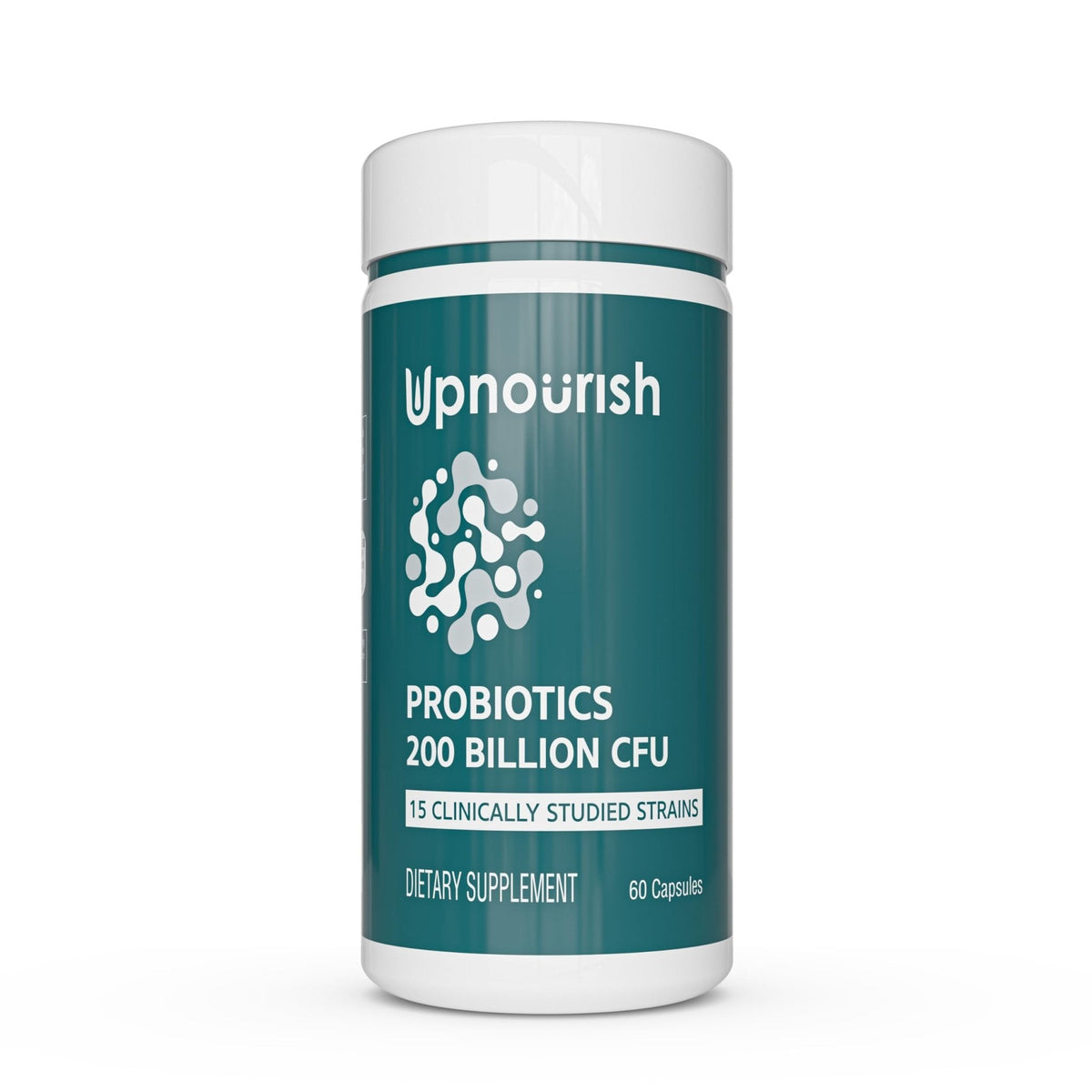 UpNourish Probiotics - 200 Billion CFUs for Men and Women, 15 Clinically Studied Strains, Prebiotics & Enzymes - 60 Vegan Capsules - Maple Wellness Supplements