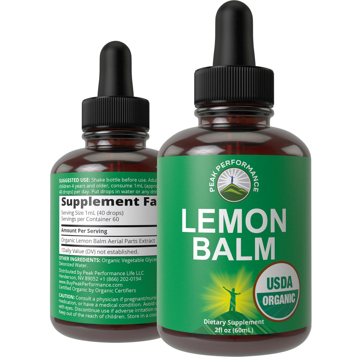 USDA Organic Lemon Balm Tincture. Liquid Organic Lemon Balm Oil Drops Supplement for Relaxation, Calm, Digestion. Vegan Leaf Extract. Zero Sugar, Gluten Free Supplements for Women and Men - Maple Wellness Supplements