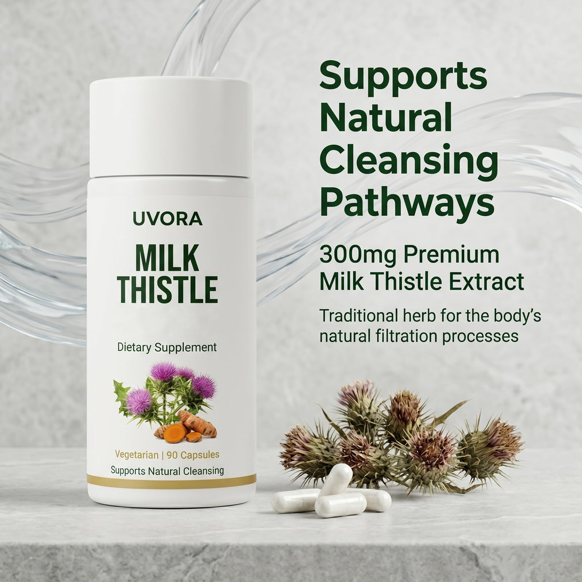 Uvora - Milk Thistle Extract,Uvora Premium Herbal Supplement with Milk Thistle Extract & Antioxidants – Supports Natural ification - Maple Wellness Supplements
