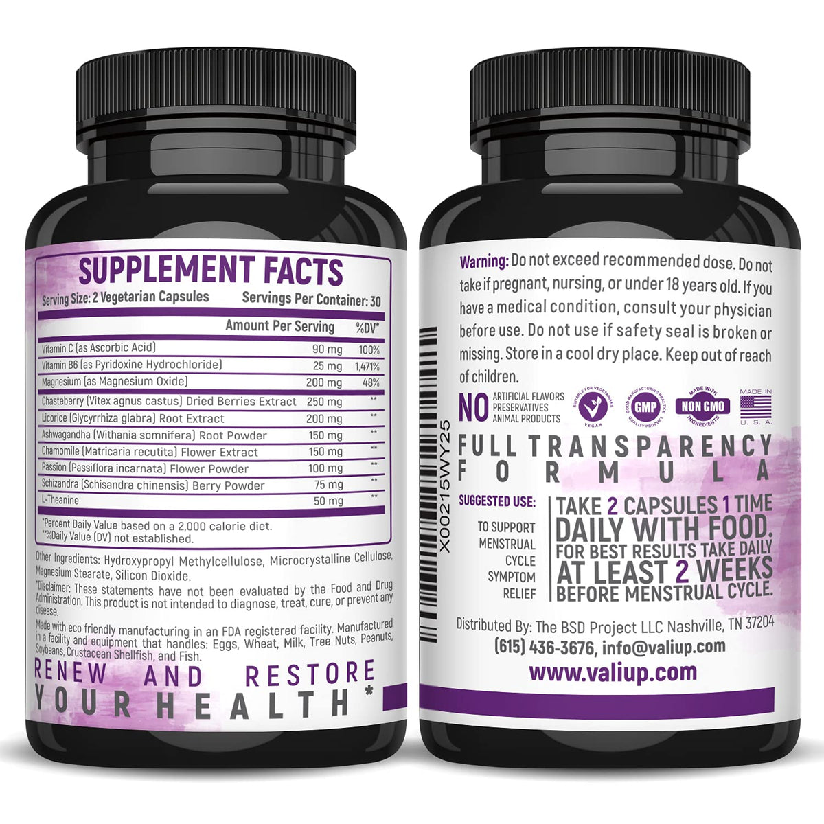 VALI Renew PMS Relief Supplement. Women’s Menstrual Cycle Support. Herbal Formula - Maple Wellness Supplements