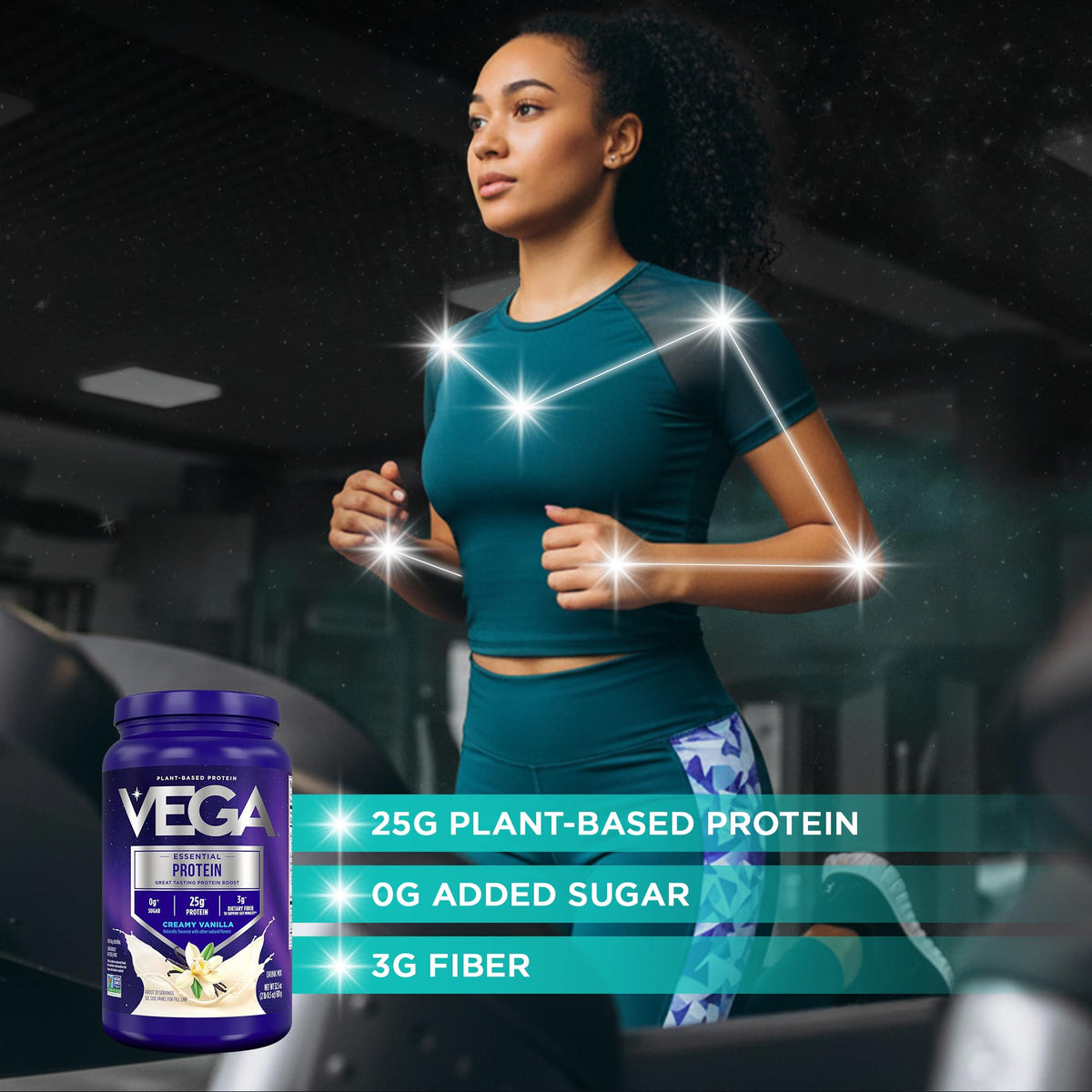 Vega Essential Protein – 25g Plant Based Protein Powder, Creamy Vanilla, Vegan for a Dairy-Free Vanilla Shake – Large Tub, 32.5oz (20 Servings) - Maple Wellness Supplements