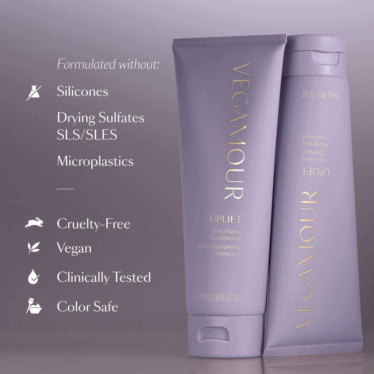 VEGAMOUR UPLIFT Volumizing Conditioner For fine, flat & thinning hair, Provides Volume & Resists Humidity, Non Sticky Formula, Bouncy Soft Hair - Maple Wellness Supplements