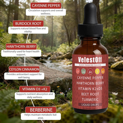 Velestoff Cayenne Pepper | Cayenne Heart & Circulation Blend – Botanical Extracts with Hawthorn, Beet Root, Turmeric, Vitamin K2 & D3 – Daily Wellness Drops (2 fl oz) (2) - Maple Wellness Supplements