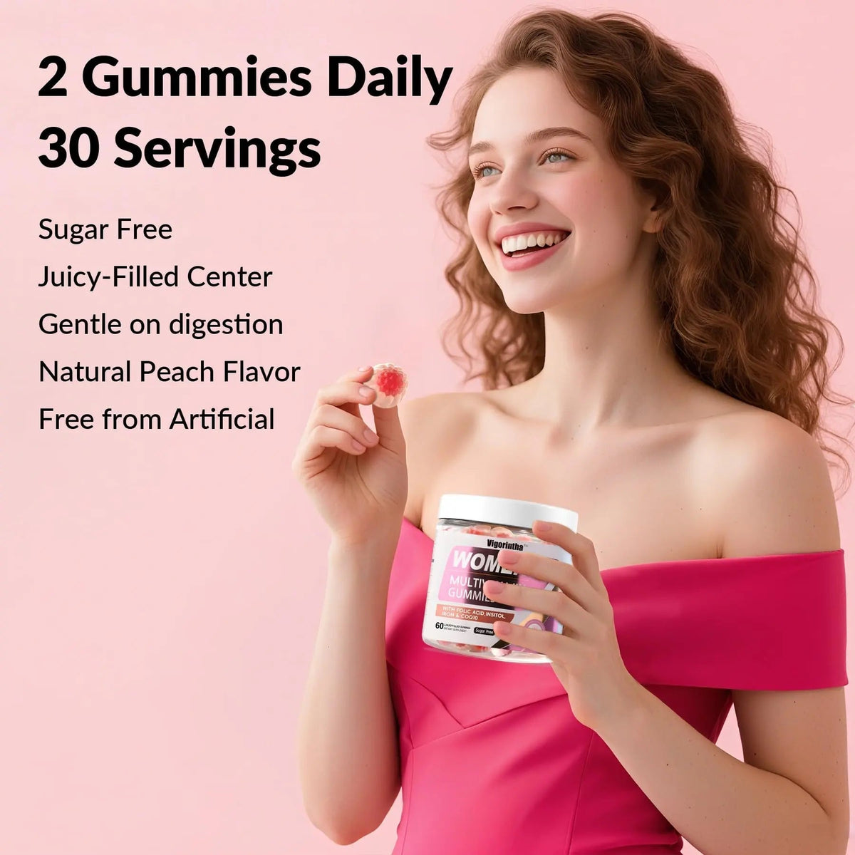 Vigorintha 2 Pack Sugar Free Womens Multivitamin Gummies with 19 Multi Vitamins & Minerals,Iron,Calcium,Folate,Biotin,Inositol - Maple Wellness Supplements