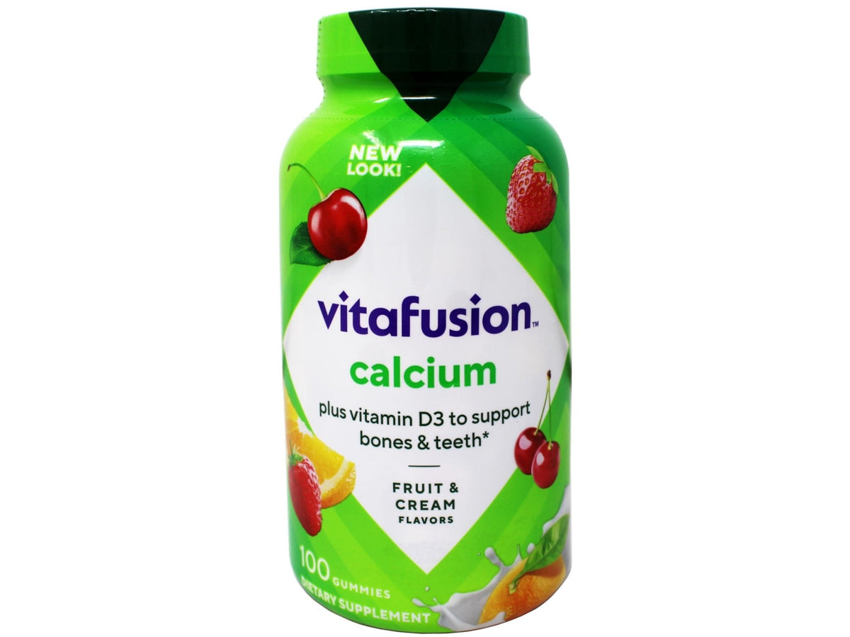 VitaFusion Calcium 500 mg Dietary Supplement Gummies Natural Fruit and Cream Flavors - 100 ct, Pack of 2 - Maple Wellness Supplements