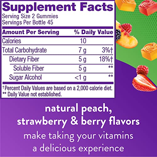 Vitafusion Fiber Well Sugar Free Fiber Supplement, Peach, Strawberry And Blackberry - Maple Wellness Supplements