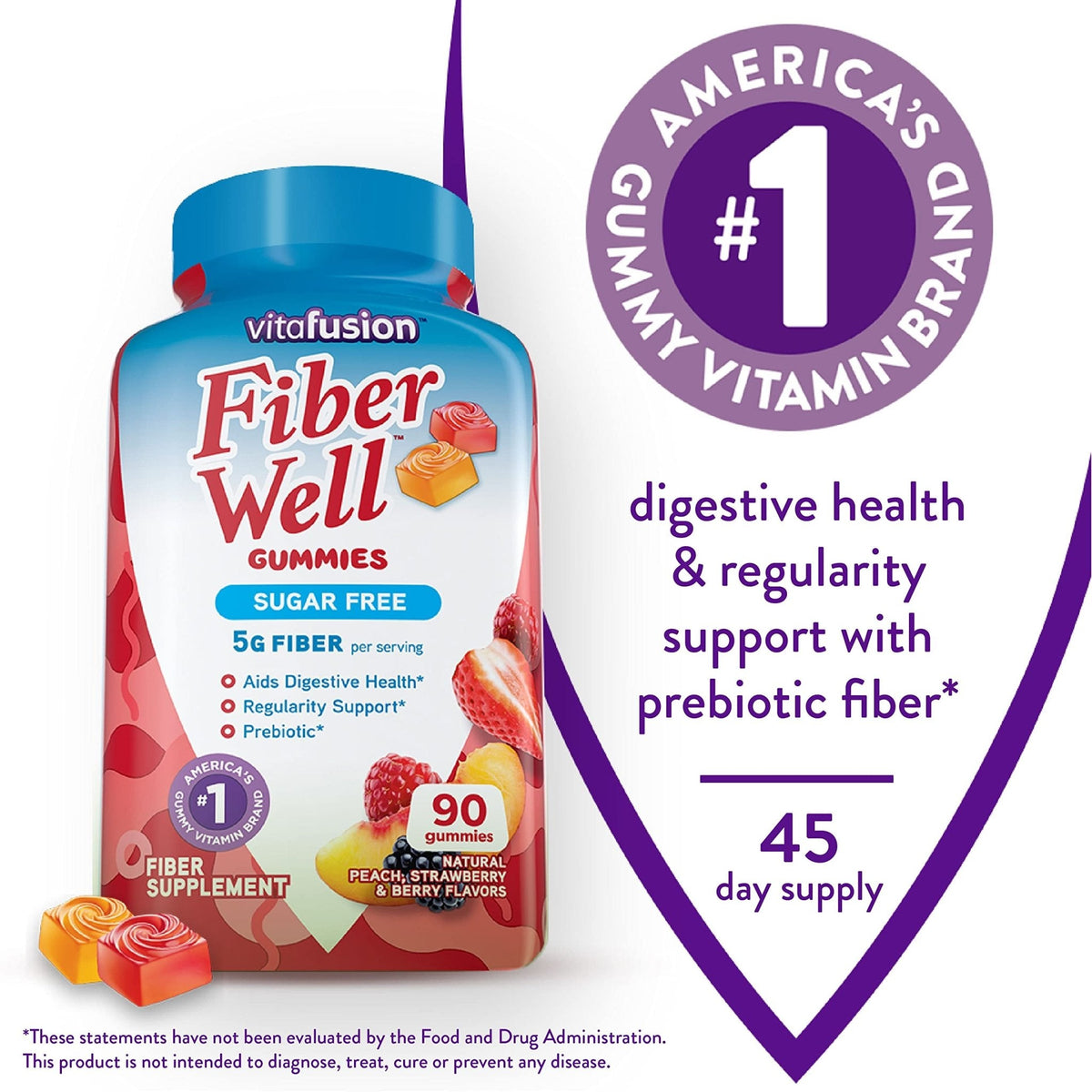Vitafusion Fiber Well Sugar Free Fiber Supplement & Womens Multivitamin Gummies - Maple Wellness Supplements
