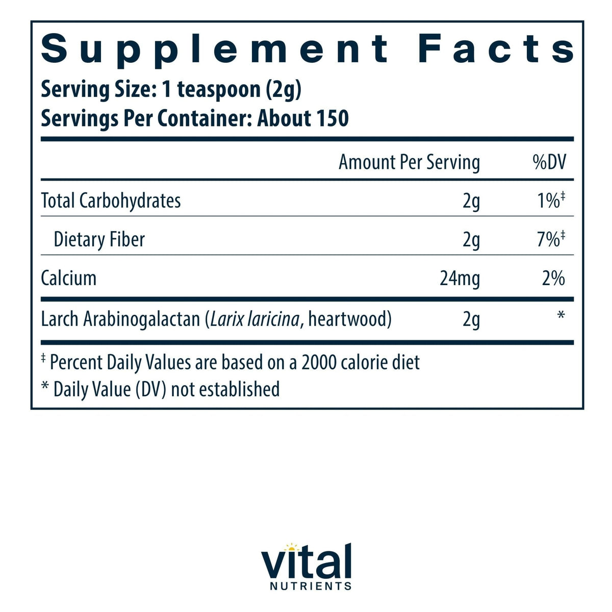 Vital Nutrients Arabinogalactan Powder - Vegan Prebiotic Fiber Supplement for GI Health, Liver, and Immune Support - Maple Wellness Supplements