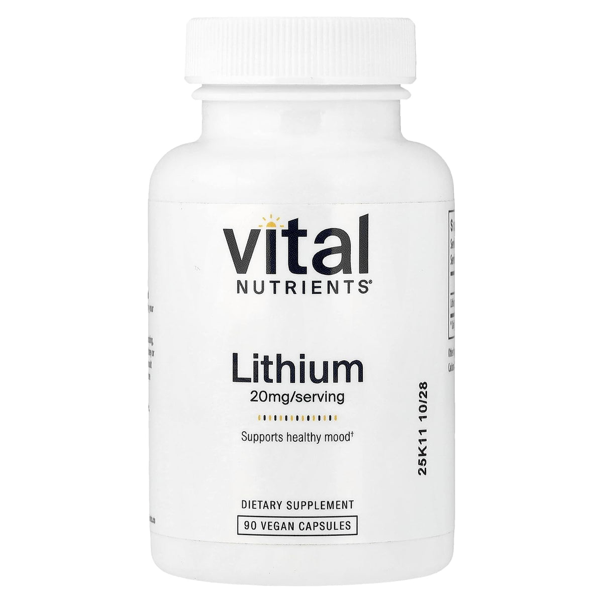 Vital Nutrients Lithium Orotate - Vegan Lithium Supplements for Memory, State of Mind, and Behavioral Health* - 20mg - Gluten, Dairy, Soy Free - 90 Capsules - Maple Wellness Supplements