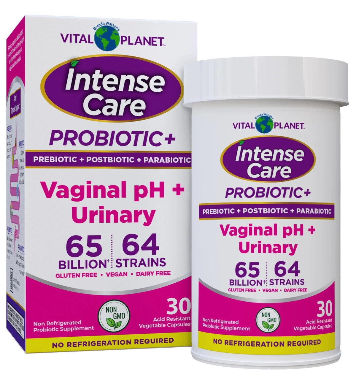 Vital Planet - Intense Care Vaginal pH & Urinary Probiotics for Women Plus Organic Prebiotics, Postbiotics, and Parabiotics, 65 Billion CFU and 64 Strains, Immune and Digestive Health 30 ct - Maple Wellness Supplements