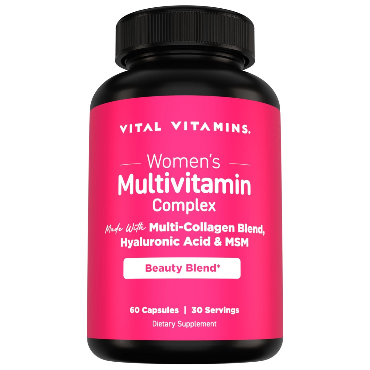 Vital Vitamins Women's Multivitamin Complex - Made with Multi-Collagen Blend, Hyaluronic Acid, & MSM - Beauty Multivitamins - with Vitamin A, C, E, B6, B12, D3-60 Capsules - Maple Wellness Supplements