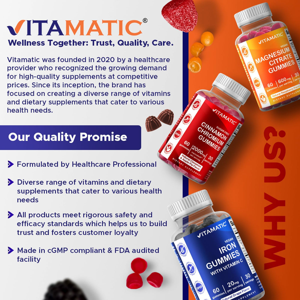 Vitamatic Probiotic Sugar Free Gummies for Men and Women – 5 Billion CFUs Digestive, Immune & Gut Health Support – Gluten Free - Maple Wellness Supplements