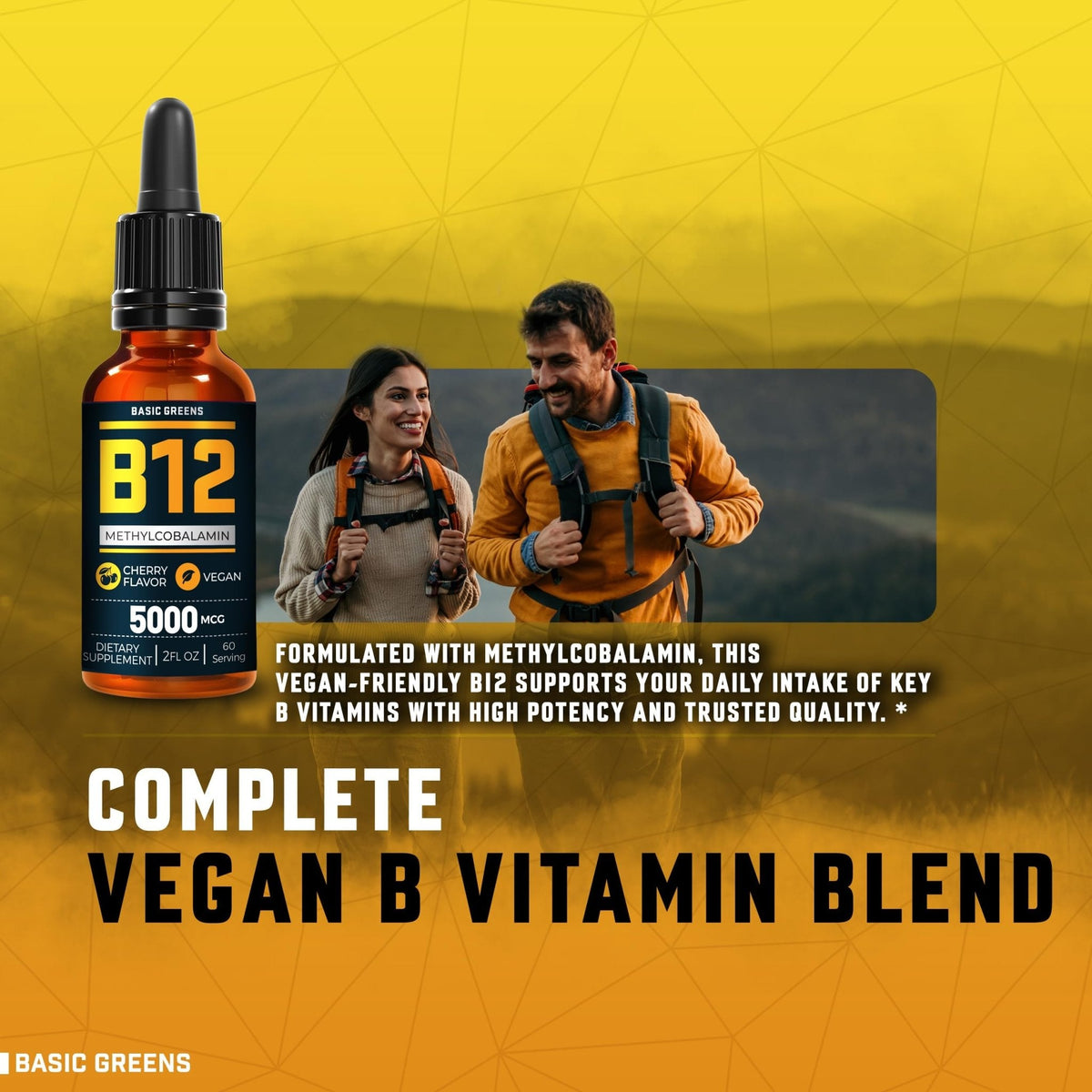 Vitamin B12 Sublingual Liquid Drops 5000 mcg – Vegan Methyl B-12 Supplement for Energy & Focus – B 12 Vitamin for Women & Men - Maple Wellness Supplements
