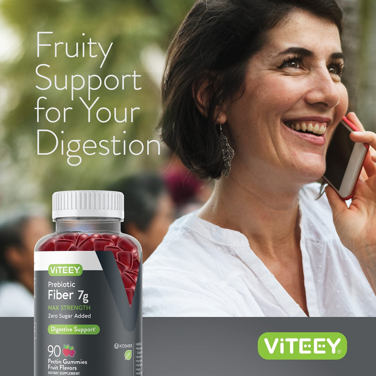 VITEEY Prebiotic Fiber Gummies for Adults, 7g - Gut Health & Digestive Soluble Fiber Supplement Gummies - Zero Sugar Added, Vegan, Gluten-Free - 180 Count - Maple Wellness Supplements