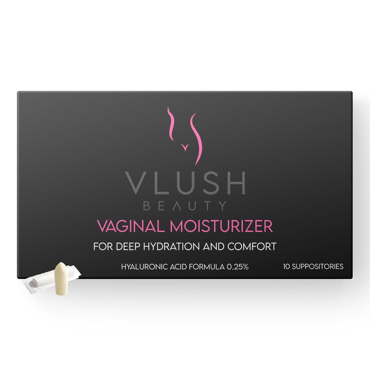 VLUSH Vaginal Moisturizer Suppositories - Deep Hydration with Hyaluronic Acid for Vaginal Dryness, Menopause Support & Daily Comfort, Made in FDA Registered Facility - Hormone-Free (10 Count) - Maple Wellness Supplements