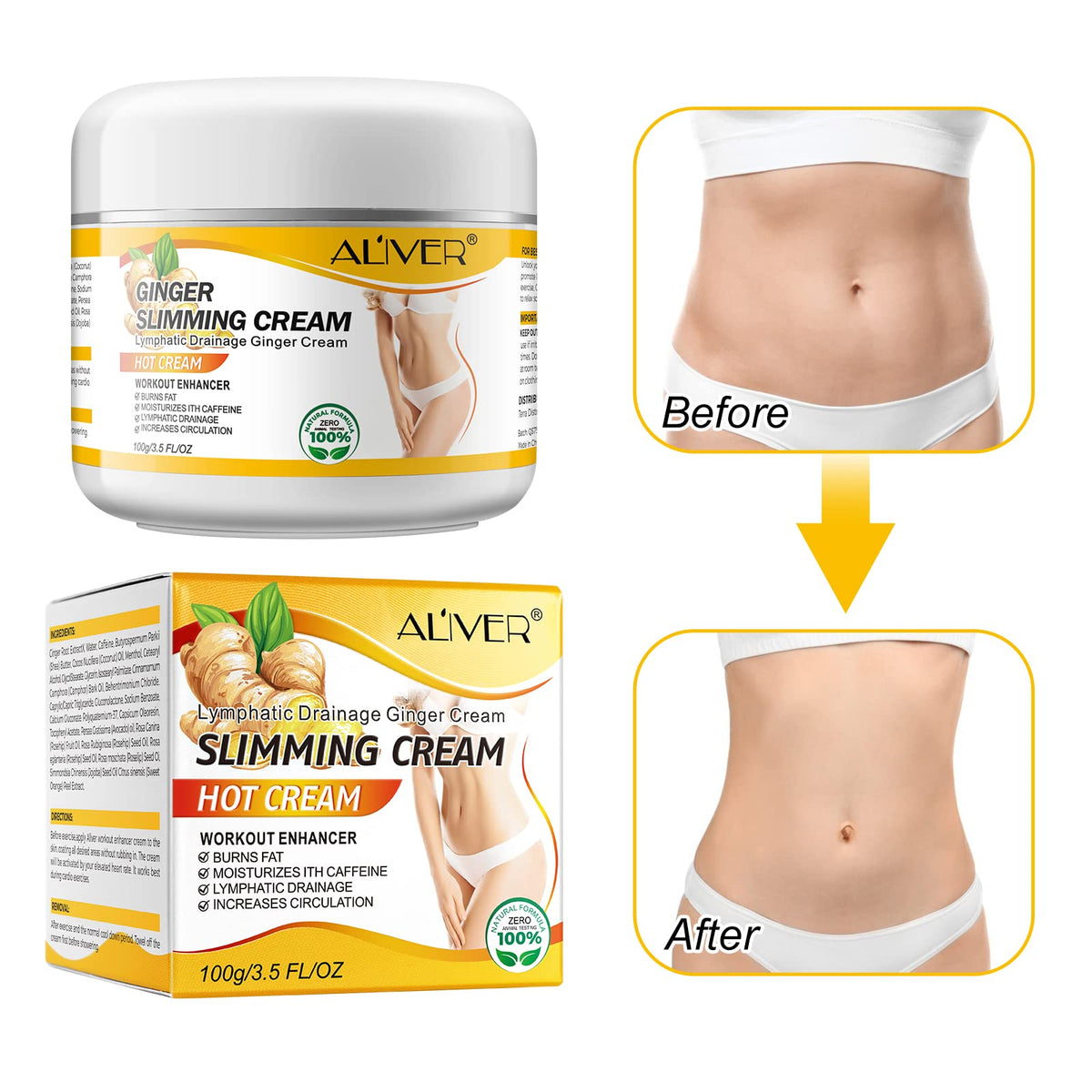 VOGSIG Anti Cellulite Slimming Cream Gel, Hot Cream, Ginger Fat Burning Weight Loss Full - Maple Wellness Supplements