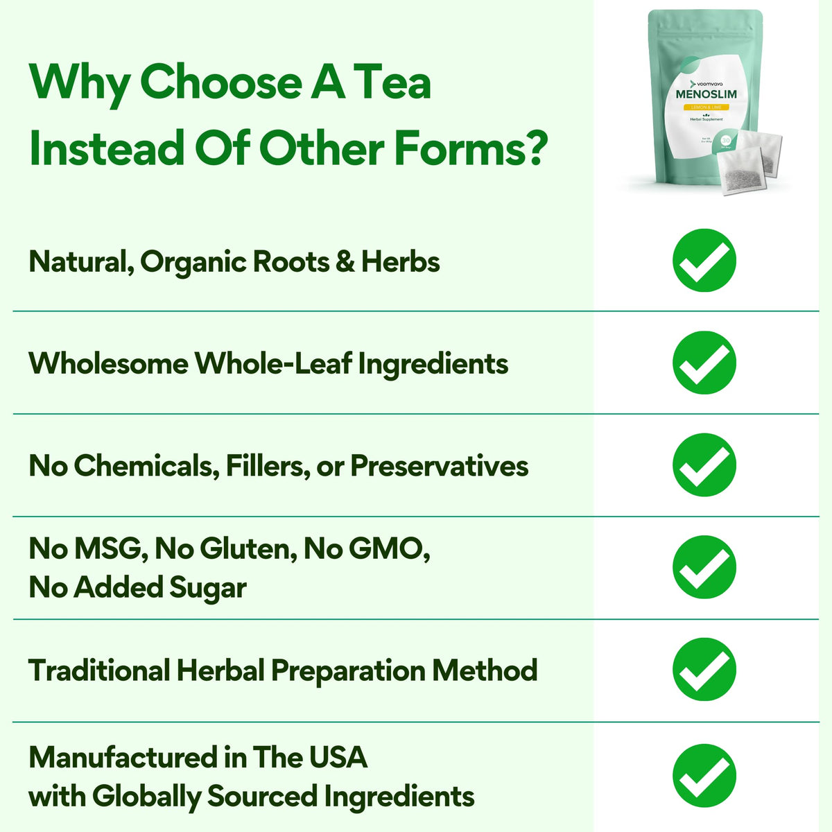 VoomVaya MenoSlim Tea – Menopause & Perimenopause Supplement for Women – Supports Healthy Metabolism & Overall Wellness – Acai Berry Flavor – 30 Tea Bags - Maple Wellness Supplements
