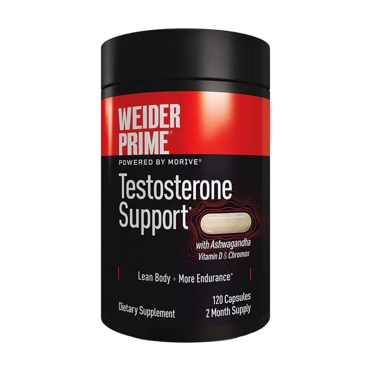 Weider Prime Support - Men's Nutrition - Enriched with Vitamins & Minerals - with Ashwagandha, Chromax Chromium, Bioperine & Zinc - Gluten Free - 120 Capsules - Maple Wellness Supplements