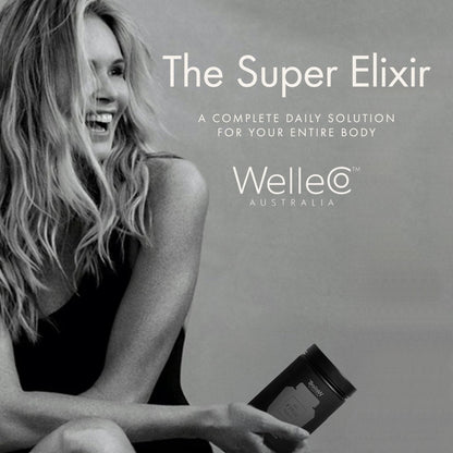 WelleCo The Super Elixir Daily Greens Powder, Probiotic Drink Mix with Whole Foods, Gluten Free, Vegan Gut Health Powder, Energy, Immunity, Healthy Skin, Hair & Nails (300g, Lemon Ginger) - Maple Wellness Supplements