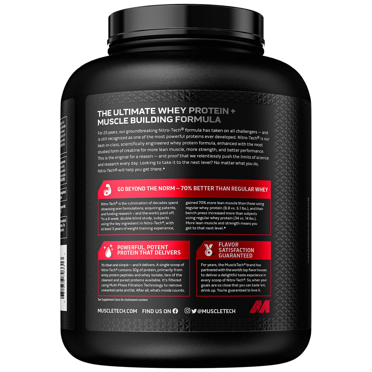 Whey Protein Powder MuscleTech Nitro-Tech Whey Protein Isolate & Peptides Protein - Maple Wellness Supplements