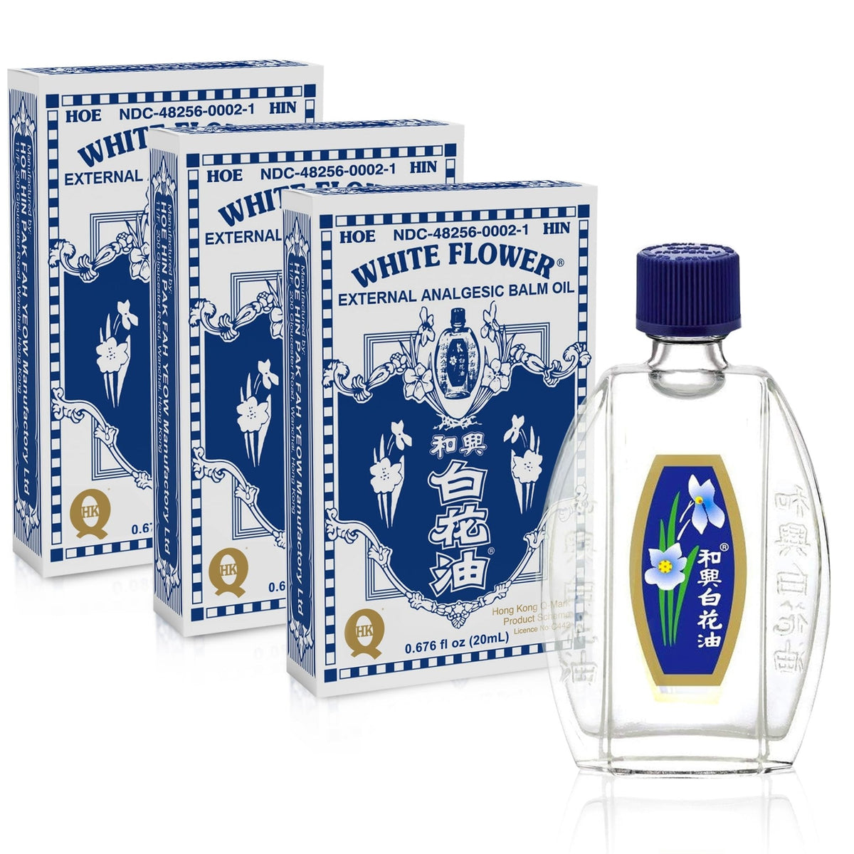 White Flower Analgesic Balm Embrocation Medicated Oil (Hoe Hin Pak Fah Yeow) (20ml/ Pack of 3) - Maple Wellness Supplements