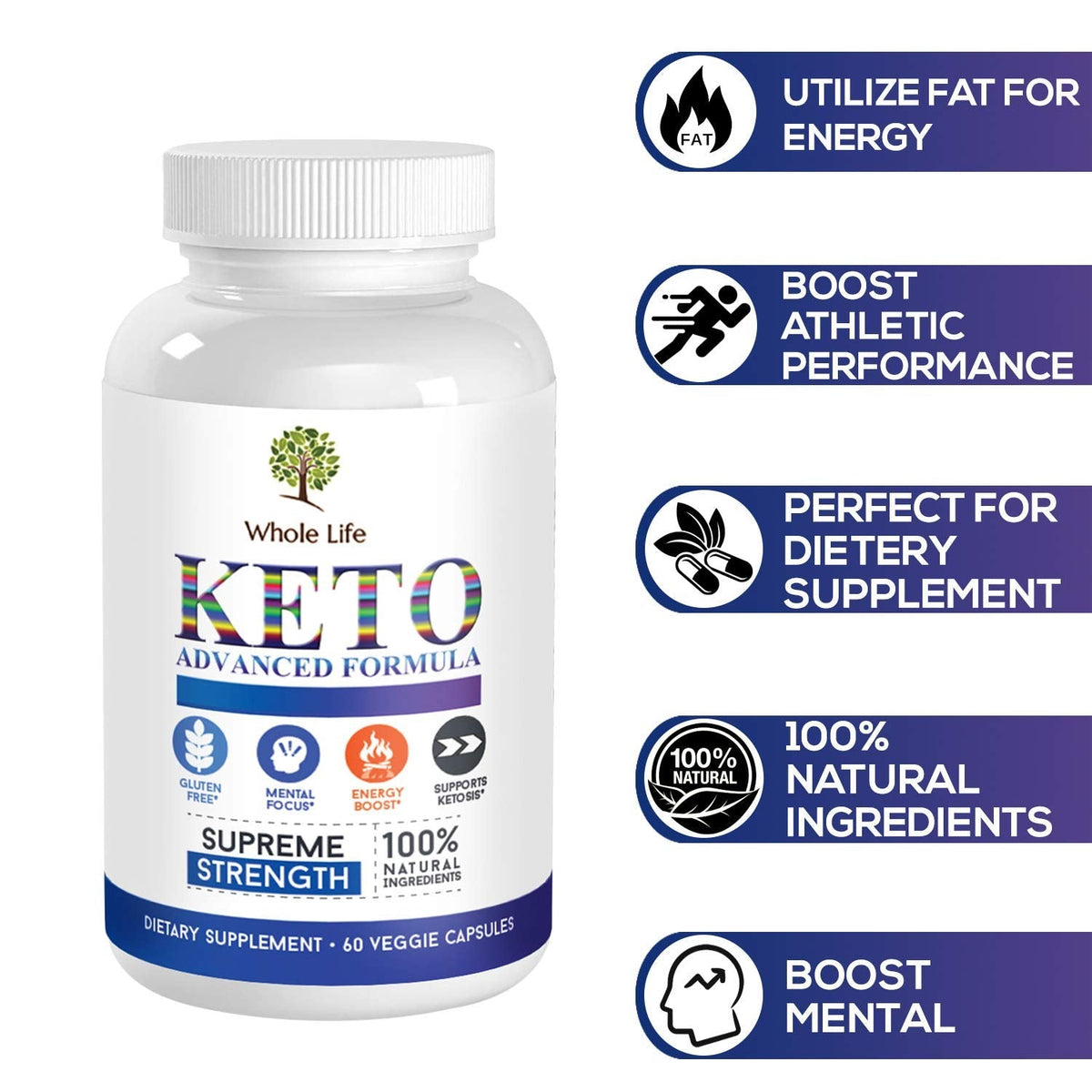 WHOLE LIFE Keto Advanced Formula Diet BHB Pills - Ketogenic All Natural, Support - Maple Wellness Supplements