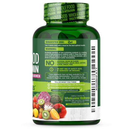 Wholesome Wellness Whole Food Multivitamin for Women - Natural Multi Vitamins, Minerals, Organic Extracts - 120 Tablets - Maple Wellness Supplements