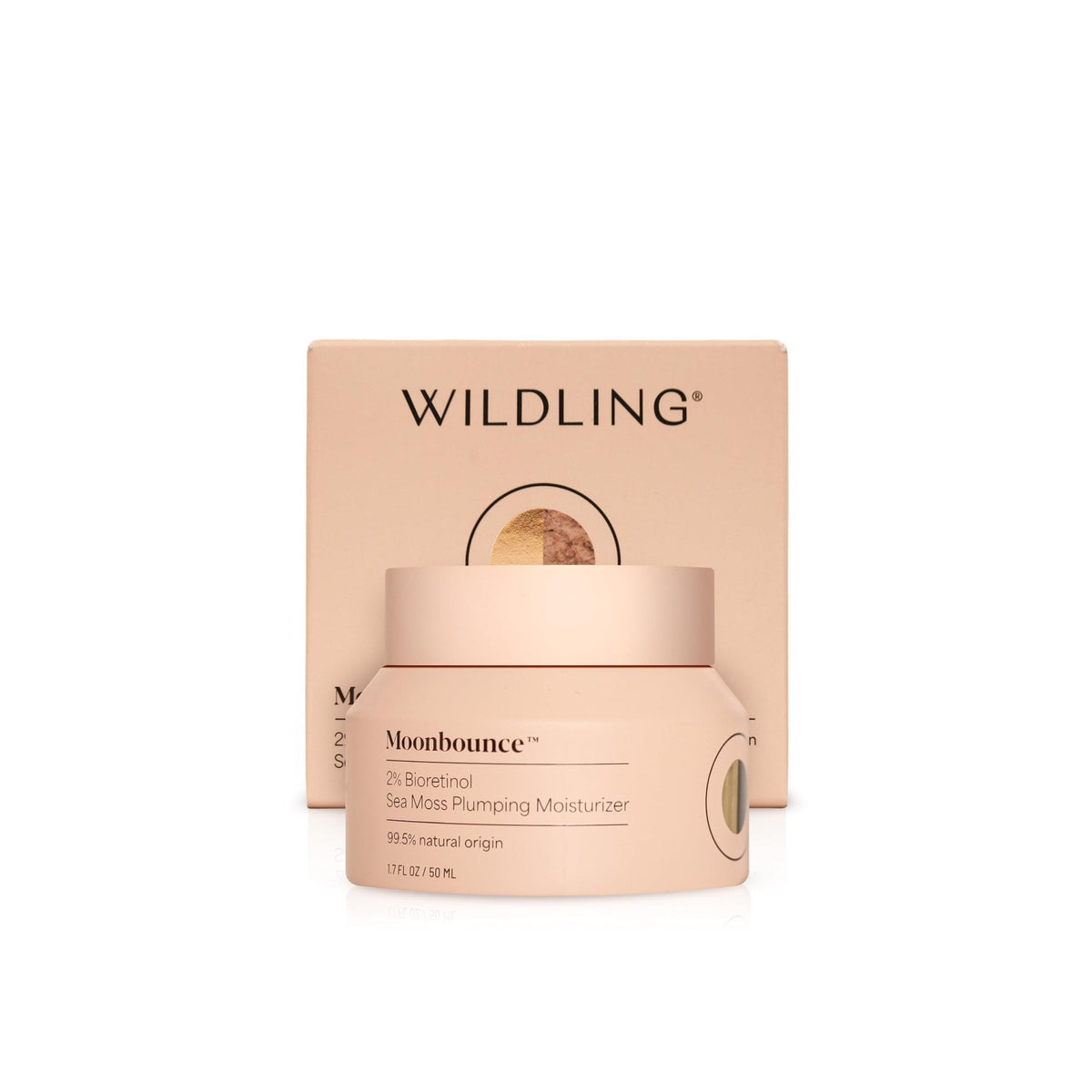 WILDLING Moonbounce 2% Bioretinol Plumping Moisturizer I Rock Samphire, Irish Sea Moss, Marshmallow Root, Moonstone I Hydrates, Boosts Elasticity, Firms I 99.5% Natural, Vegan, Cruelty Free (1.7fl oz) - Maple Wellness Supplements