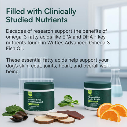 Wuffes Advanced Dog Hip and Joint Supplement with Glucosamine, Chondroitin, Omega 3, MSM, and Green Lipped Mussel, 60 Pork Flavored Chews for Small and Medium Dog Breeds - Maple Wellness Supplements