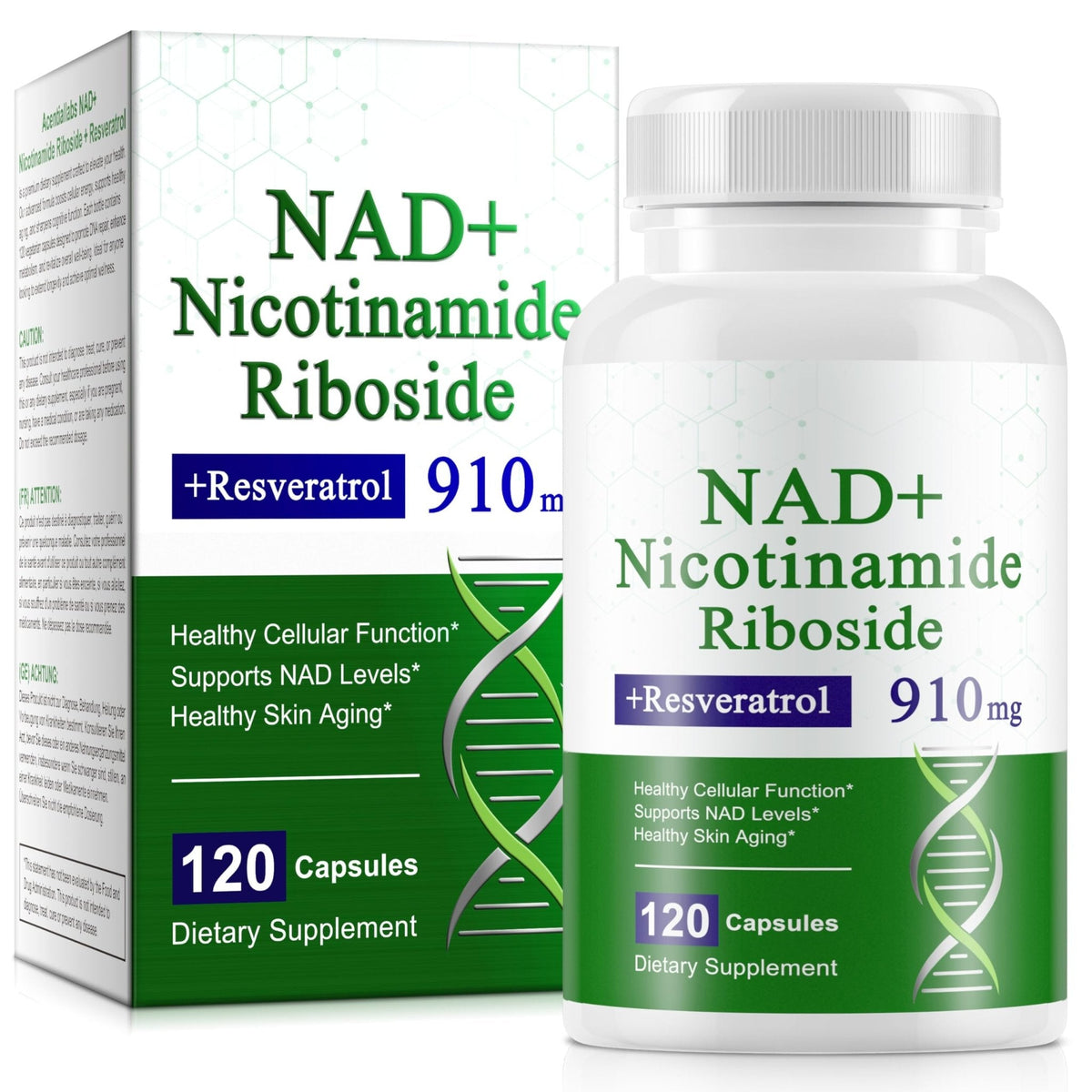 Xaarty NAD Supplement, 910MG Liposomal NAD for Women & Men, Nicotinamide Riboside, Resveratrol, Quercetin, NAD Resveratrol Supplement for Anti-Aging, 120 Capsules - Maple Wellness Supplements