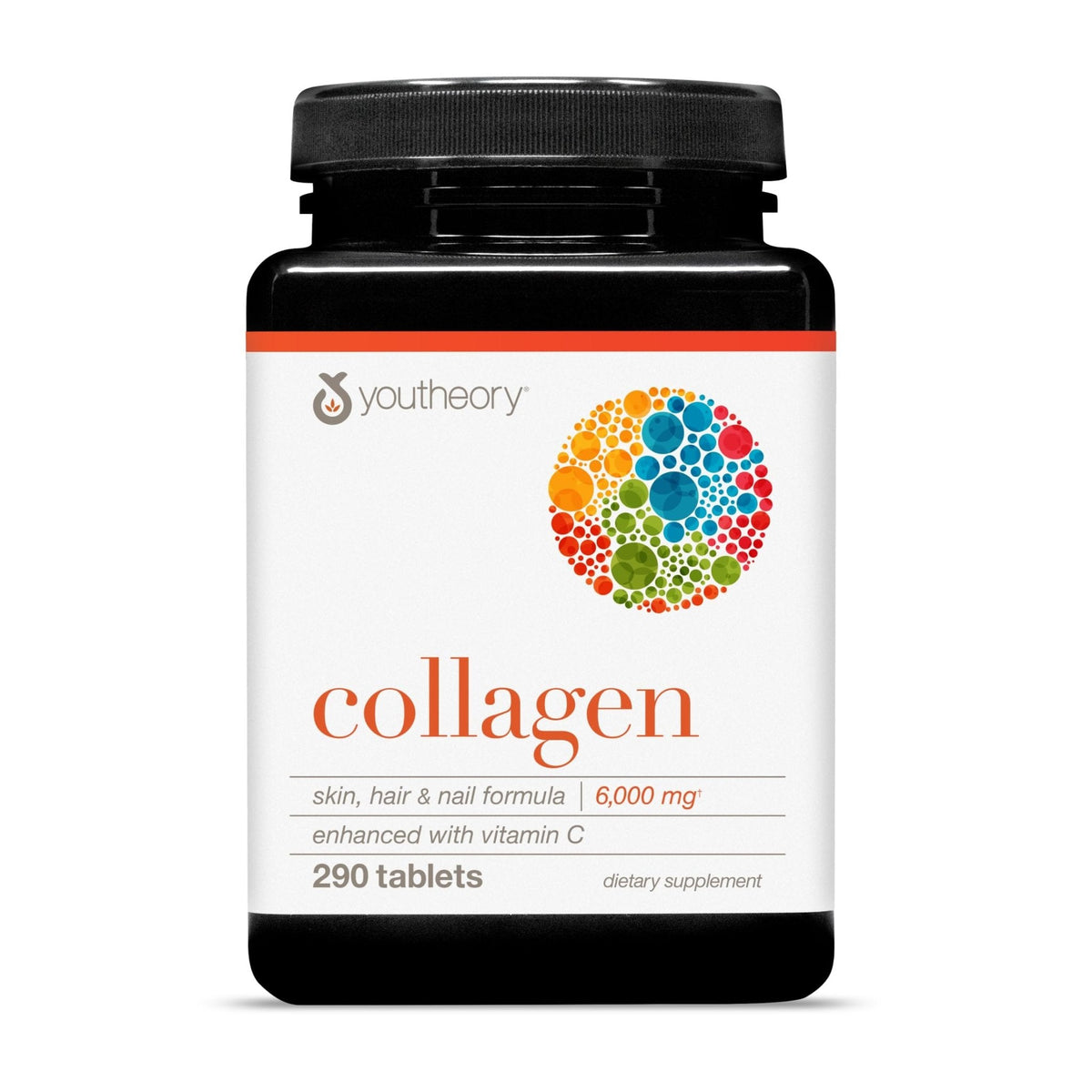 Youtheory Advanced Collagen - 6,000 mg Hydrolyzed Collagen Peptides - Includes Antioxidants & Contains Vitamin C - Hair Growth, Nails, Joint Health & Bone Support* - 290 Tablets (48-Day Supply) - Maple Wellness Supplements