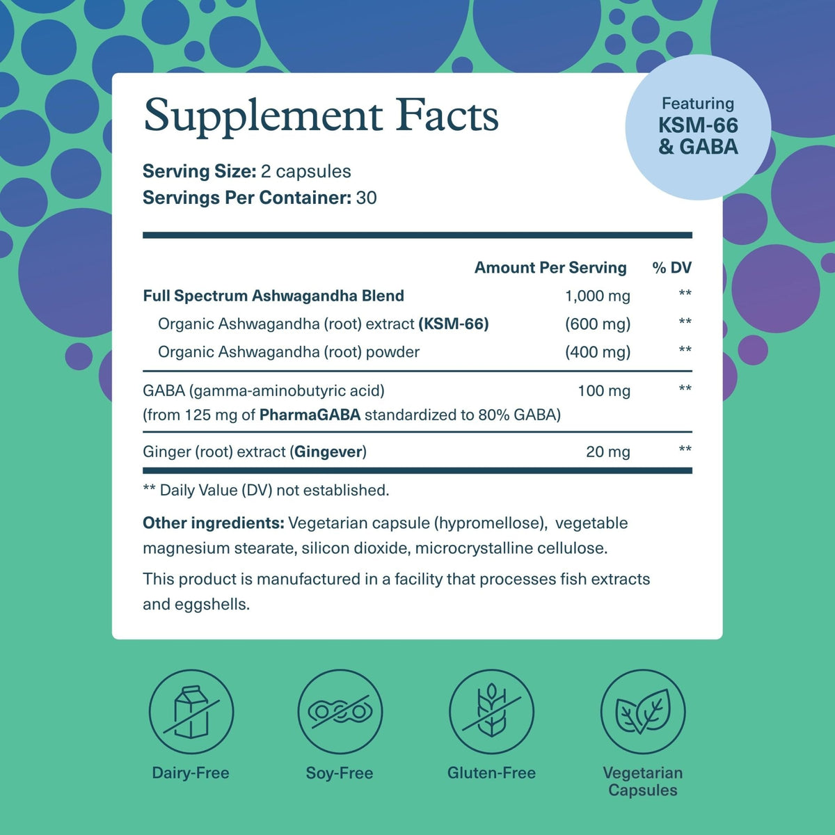 Youtheory Ashwagandha + GABA - Adaptogenic Blend with Organic KSM-66 & Ginger - Aids Stress Relief & Mood* - Supports Energy Levels - Maple Wellness Supplements