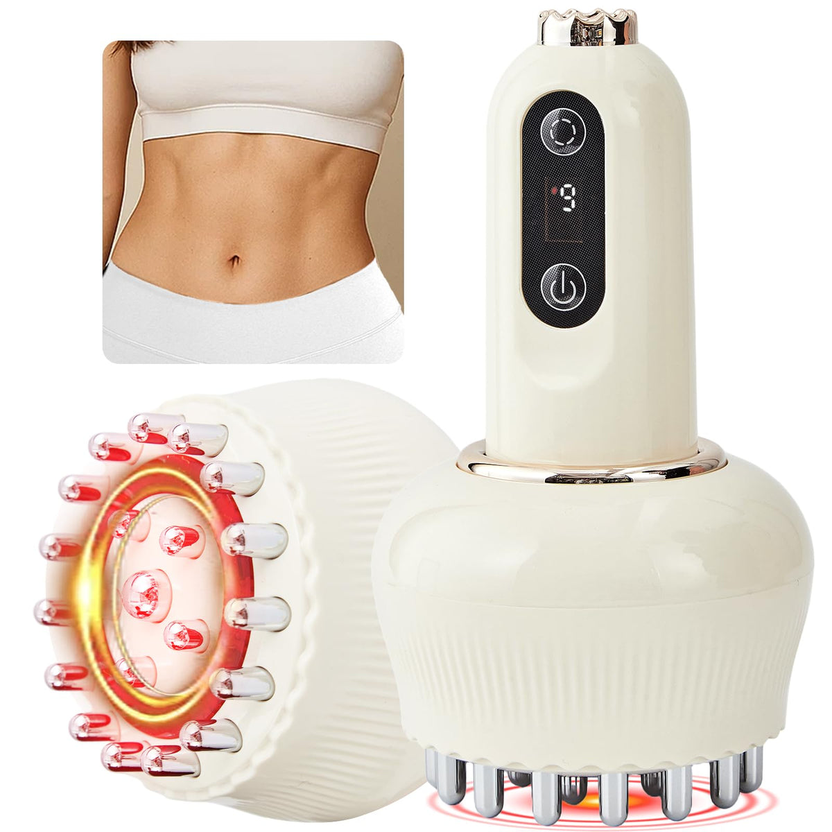 Yuonry Lymphatic Drainage Massager & Anti Cellulite Massage Tool, Helps Reduce Stretch Marks & Cellulite, for Legs, Arms & Belly, Body Sculpting Machine with Microcurrent, Light, Heat & Vibration - Maple Wellness Supplements