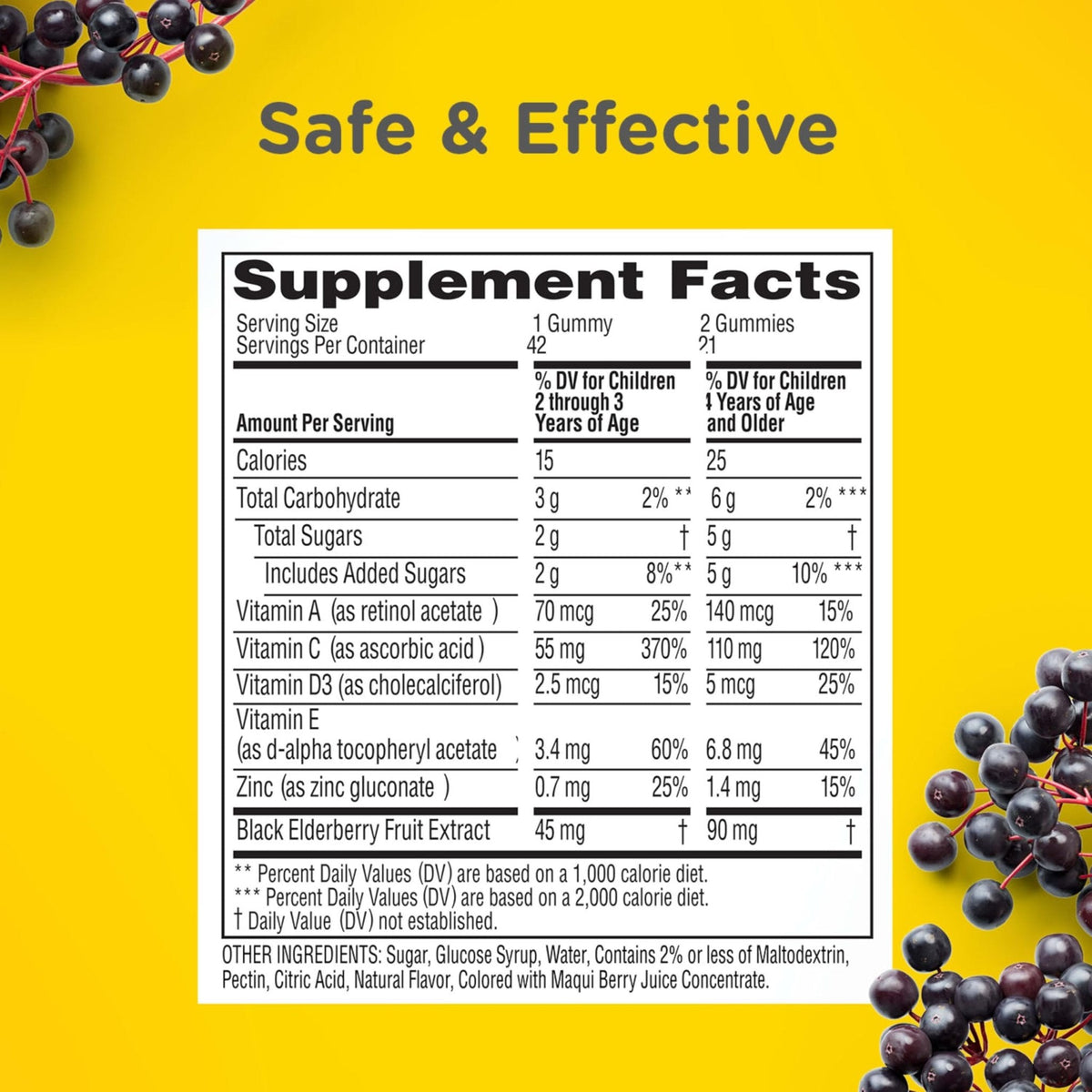 Zarbee’s Kids Elderberry Immune Support Supplement Gummies, Vitamins A C D3 E & Zinc, Elderberry Extract, Gluten & Gelatin Free - Maple Wellness Supplements