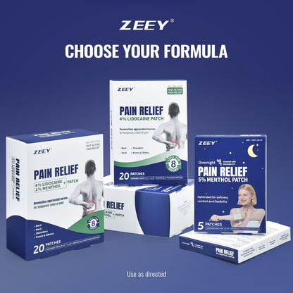ZEEY 5% Menthol Overnight Pain Relief Patches, French Lavender Oil Pain Patch for Back, Knee, Neck, Shoulders, Joints, Muscle Soreness, Fast Acting, Topical Analgesic, Gel Patch, 3.94" x 2.76", 5Ct - Maple Wellness Supplements