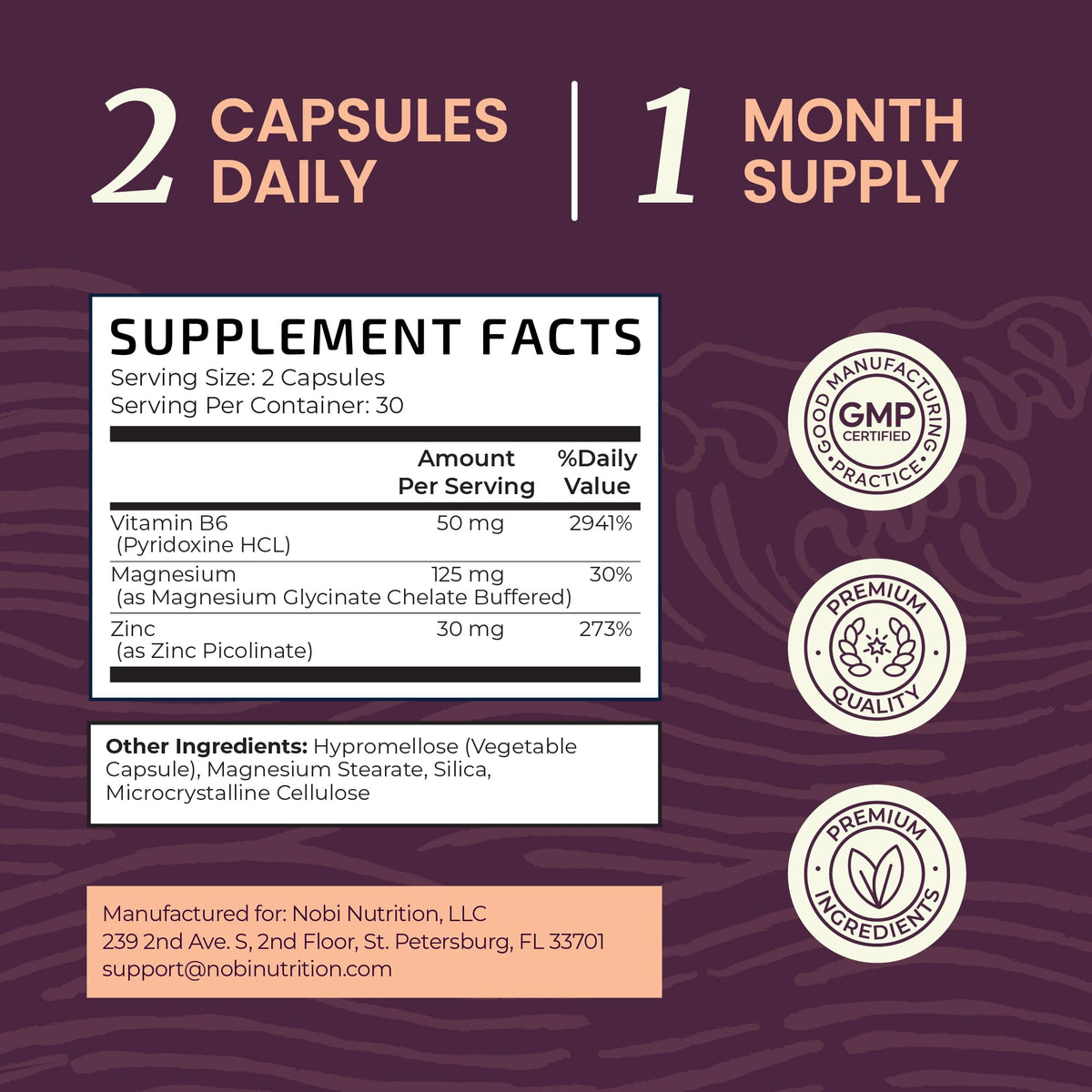 Zinc and Magnesium Supplement with Vitamin B6 | Women’s Hormone Balance, Menstrual Cycle & Immune Support | High Absorption Chelated Magnesium Glycinate with Zinc Picolinate and VIT B6 | 60 Ct - Maple Wellness Supplements