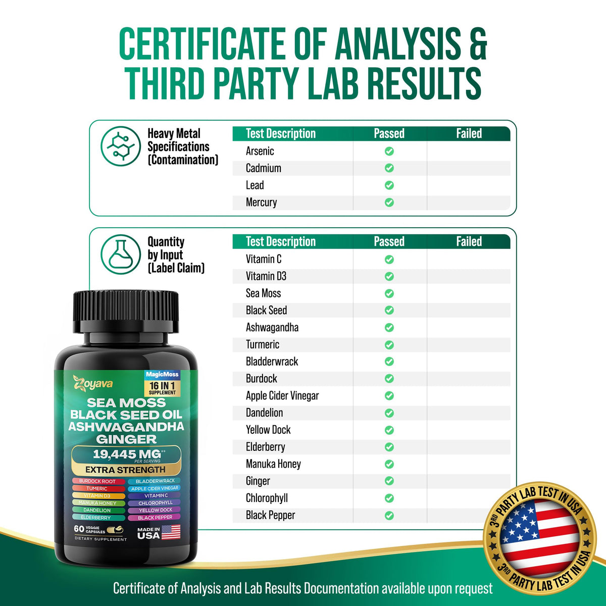 Zoyava Magic Moss Blend Sea Moss 7000mg Ashwagandha 2000mg Black Seed Oil - Maple Wellness Supplements